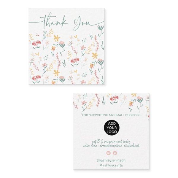 Boho editable floral pattern order thank you square