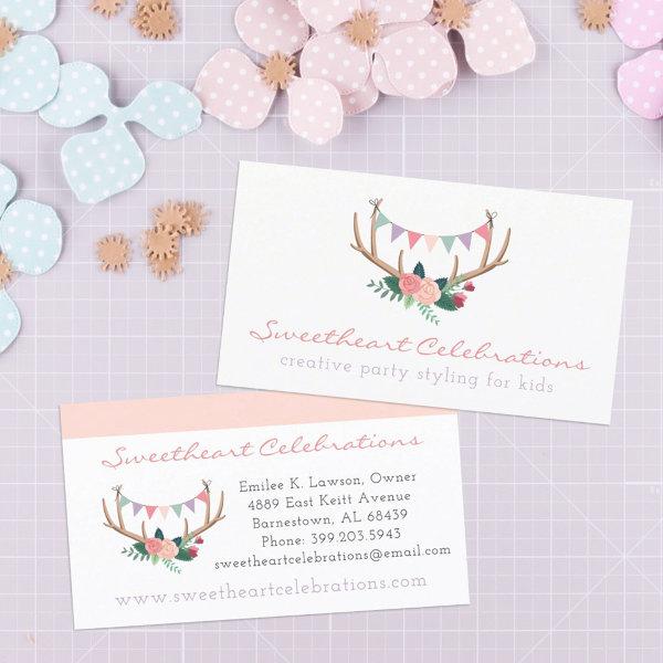 Boho Floral Antlers & Shabby Roses Party Bunting