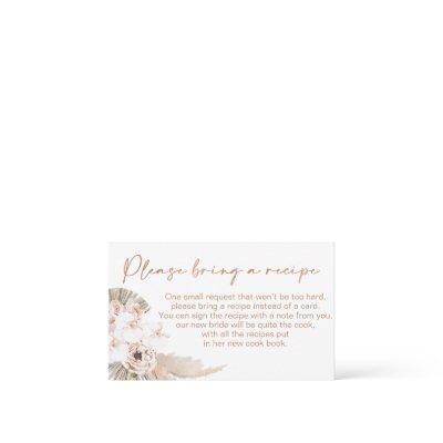 Boho Floral Bridal Shower Recipe Request Card