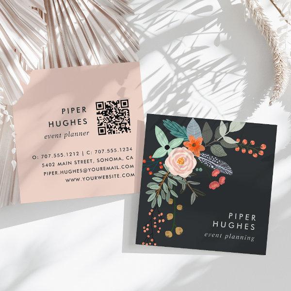 Boho Floral QR Code Square