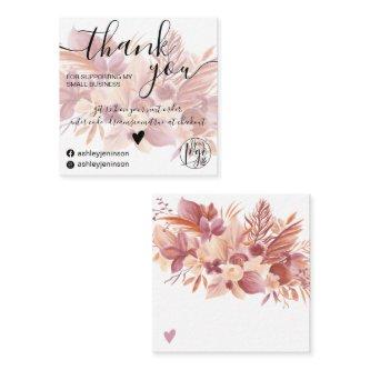 Boho floral watercolor girly order thank you square