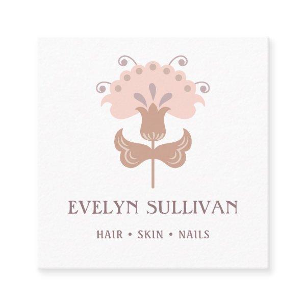 boho folk art flower logo square