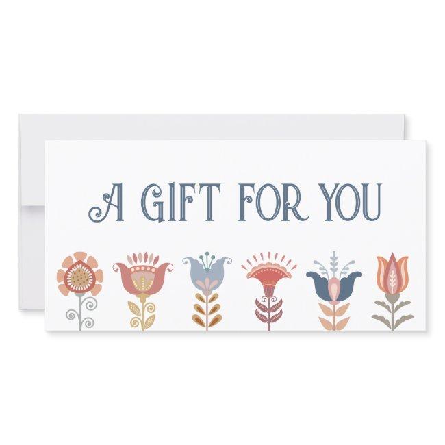boho folk art flowers gift certificate
