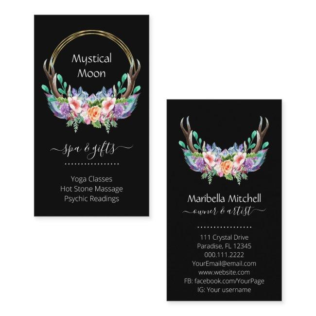 Boho Gold Crystal Cluster Flowers Feathers Busines