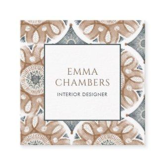 Boho Interior Designer Earthy Muted Color Abstract Square