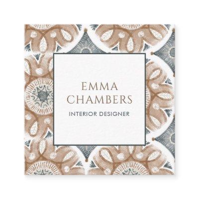 Boho Interior Designer Earthy Muted Color Abstract Square