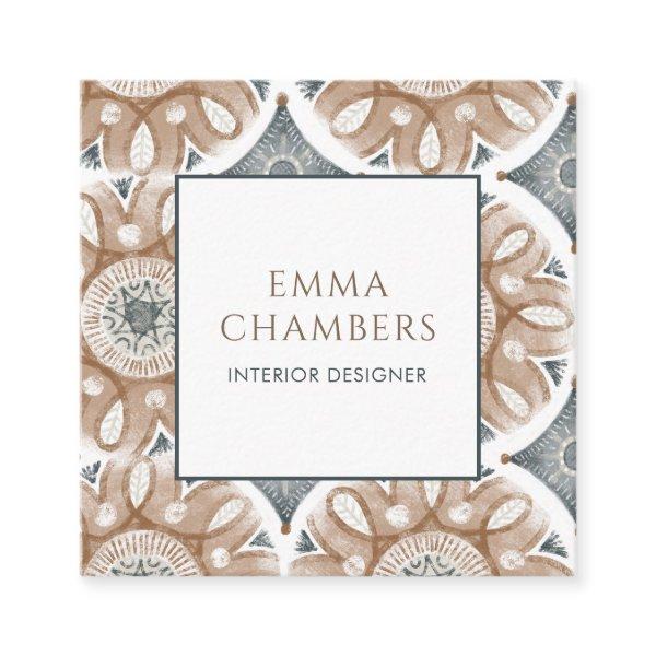 Boho Interior Designer Earthy Muted Color Abstract Square
