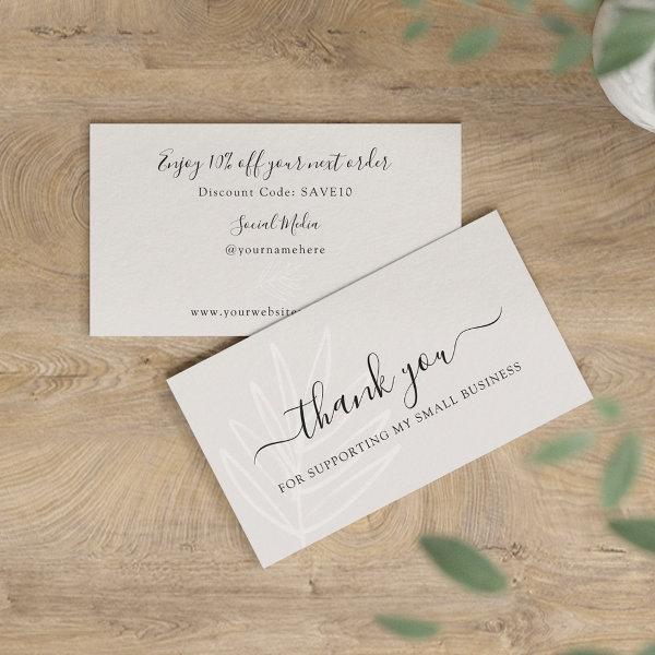 Boho Leaf Taupe Thank You For Your Order