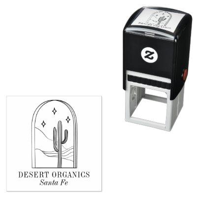 Boho Minimalist Cactus Line Art Business Logo  Self-inking Stamp