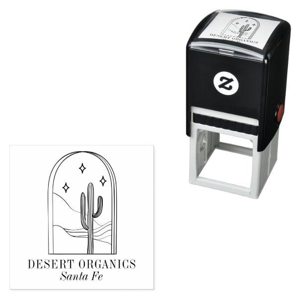 Boho Minimalist Cactus Line Art Business Logo  Self-inking Stamp