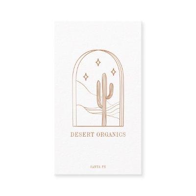Boho Minimalist Cactus Line Art Logo Terracotta QR