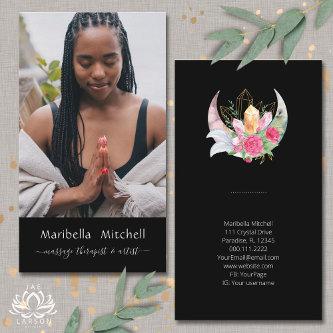 Boho Moon Crystals Feathers Flower Vertical Photo