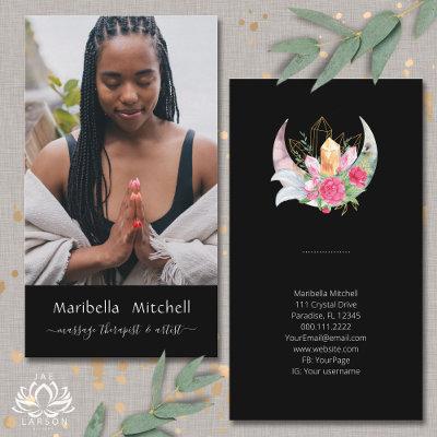 Boho Moon Crystals Feathers Flower Vertical Photo