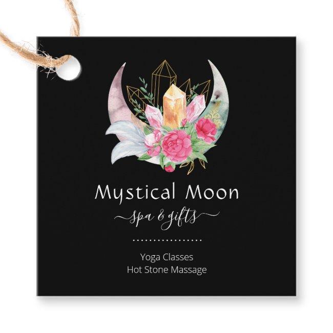 Boho Moon Crystals Feathers Flowers Favor Tags