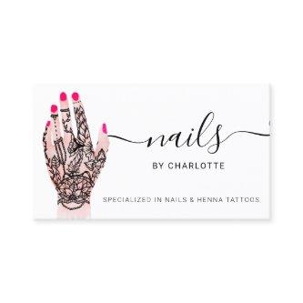 Boho nails technician henna tattoos illustration