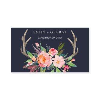 BOHO NAVY BARN BLUSH ANTLER FLORAL WEDDING WEBSITE