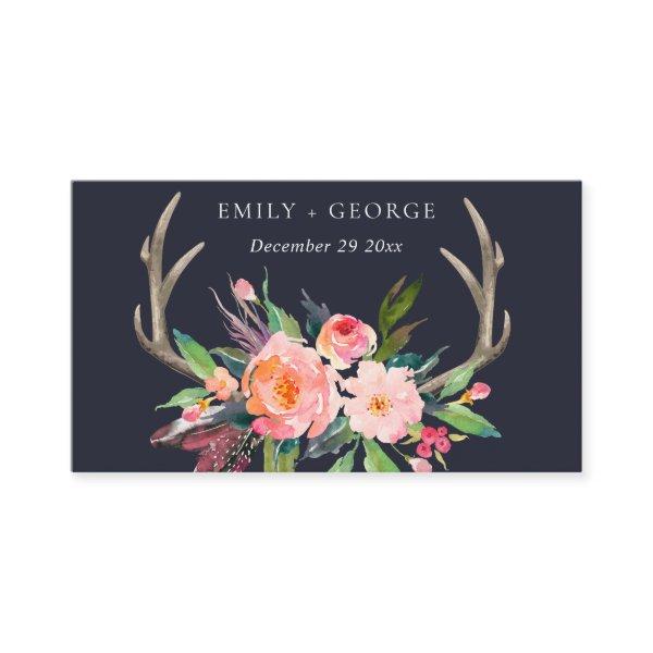 BOHO NAVY BARN BLUSH ANTLER FLORAL WEDDING WEBSITE