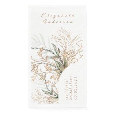 Boho Pampas Blush White Eucalyptus Bridal Shower Paper Guest Towels