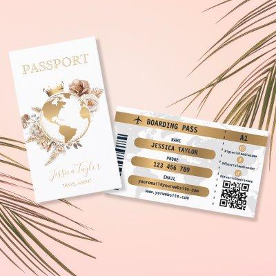Boho Passport Travel Agent World Map Boarding Pass