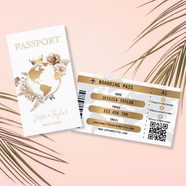 Boho Passport Travel Agent World Map Boarding Pass