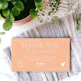 Boho peach script order thank you