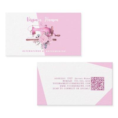 Boho Pink Floral Seamstress Sewing Machine Tailor