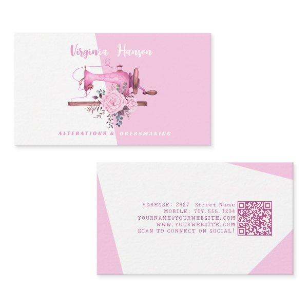 Boho Pink Floral Seamstress Sewing Machine Tailor