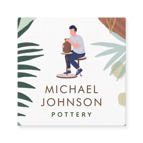 Boho Pottery Man Illustration Pastel Color Minimal Square