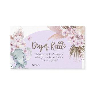Boho Purple Elephant Baby Shower Diaper Raffle