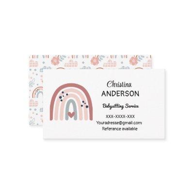 Boho Rainbow Pastel Heart Babysitting