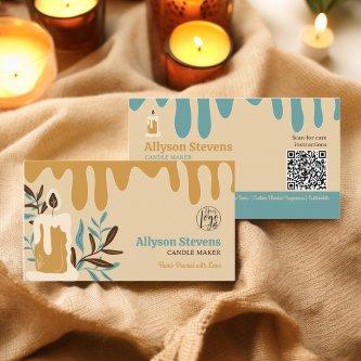 Boho retro artisanal candle maker logo qr code