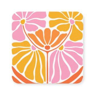 Boho retro Flower Pattern  Square