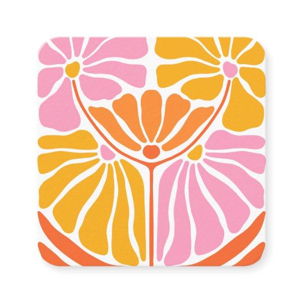 Boho retro Flower Pattern  Square