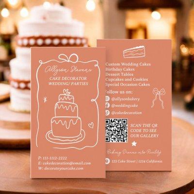 Boho Retro French Scribble cake decorator qr code