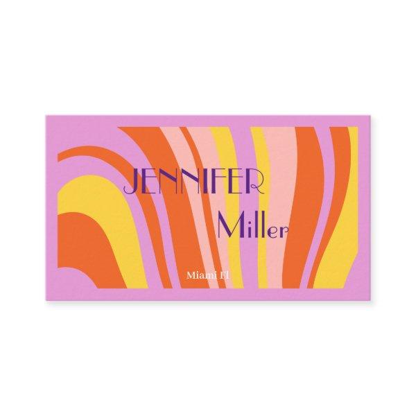 Boho Retro Wavy Lines Social Media QR code