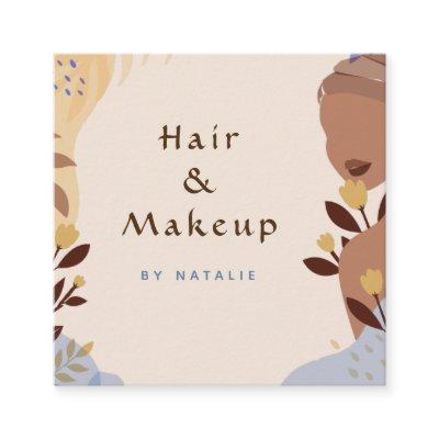 Boho Style Girl Illustration Makeup Hair Earthy Square