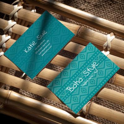 Boho Style Native Blue Pattern Ethnic Monogram