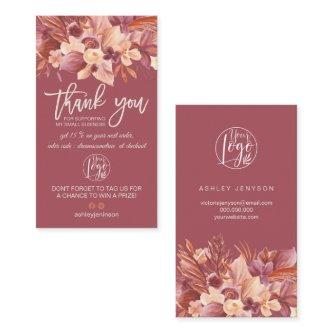 Boho terracotta floral logo order thank you busine