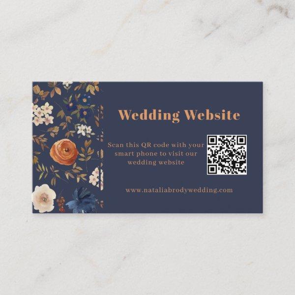 Boho Terracotta Navy Blue Wedding Enclosure Card