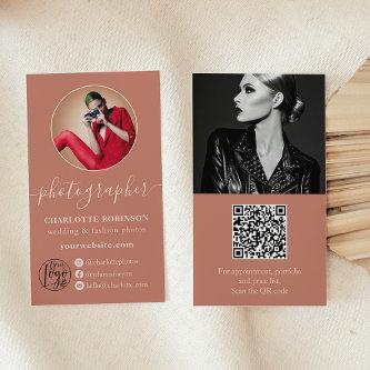 Boho terracotta photo qr code logo photographer