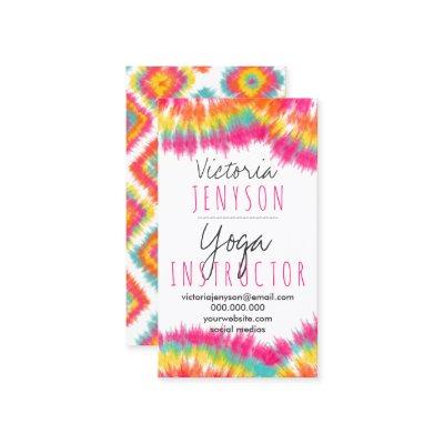 Boho tie dye pink teal watercolor yoga instructor