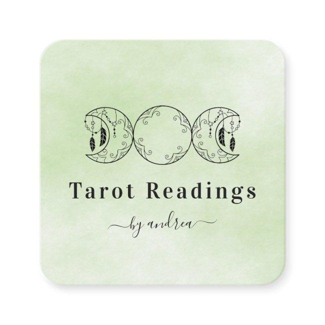 Boho Triple Moon Green Tarot Reader Energy Healer Square