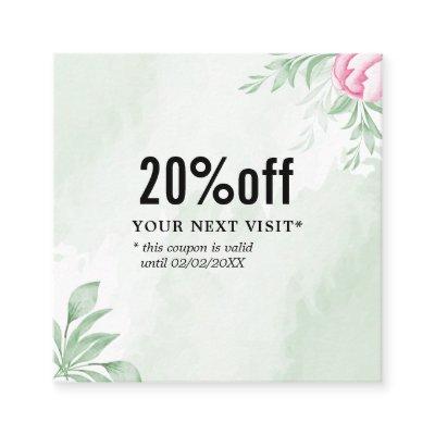 Boho Watercolor Eucalyptus Greenery Discount Card