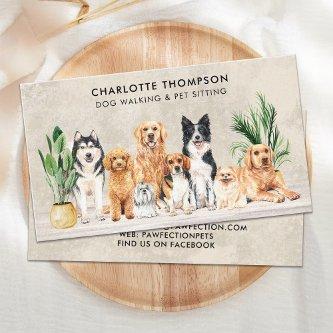 Boho Watercolor Puppy Dogs Dog Walker Pet Sitter