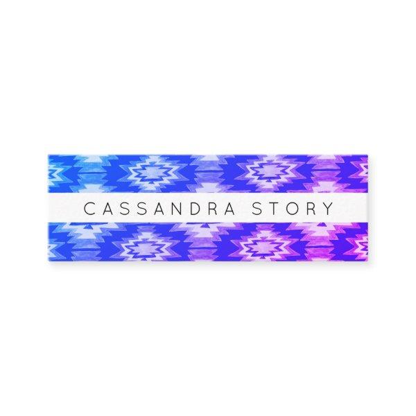 Boho Watercolor Tie-Dye Pattern Blue Purple Mini