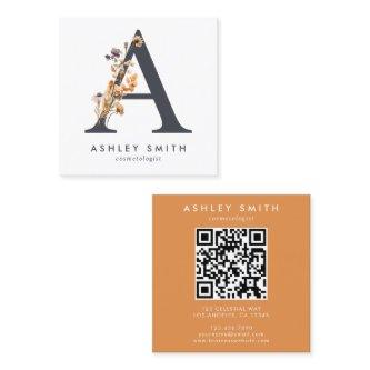 Boho Wildflower Initial A QR Code Square