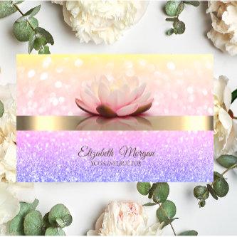 Bokeh Gold Stripe Lotus Flower Yoga Instructor