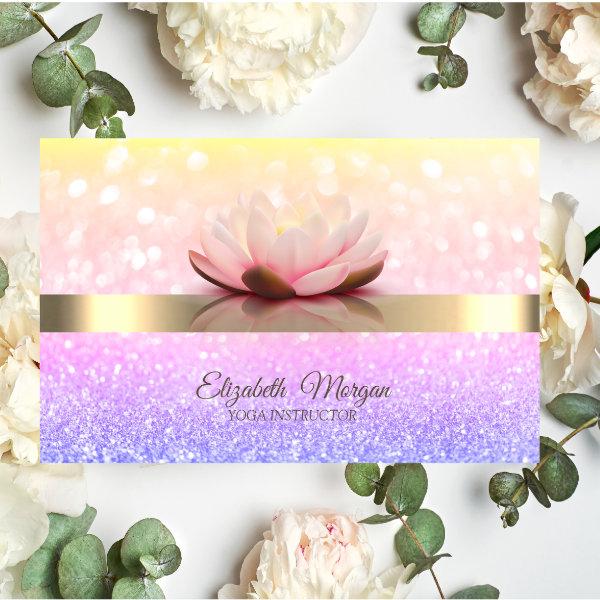 Bokeh Gold Stripe Lotus Flower Yoga Instructor