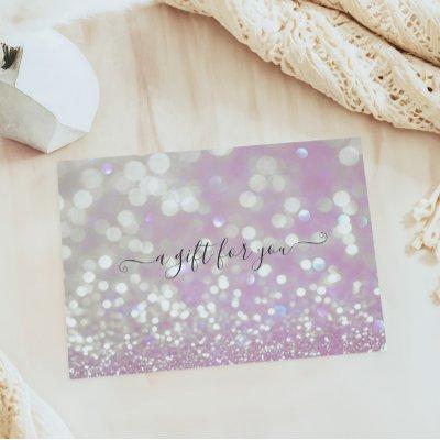 Bokeh Pastel Purple Script Font Gift Certificate