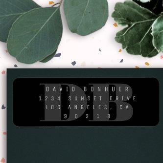 Bold Black-out Monogram Return Address Label